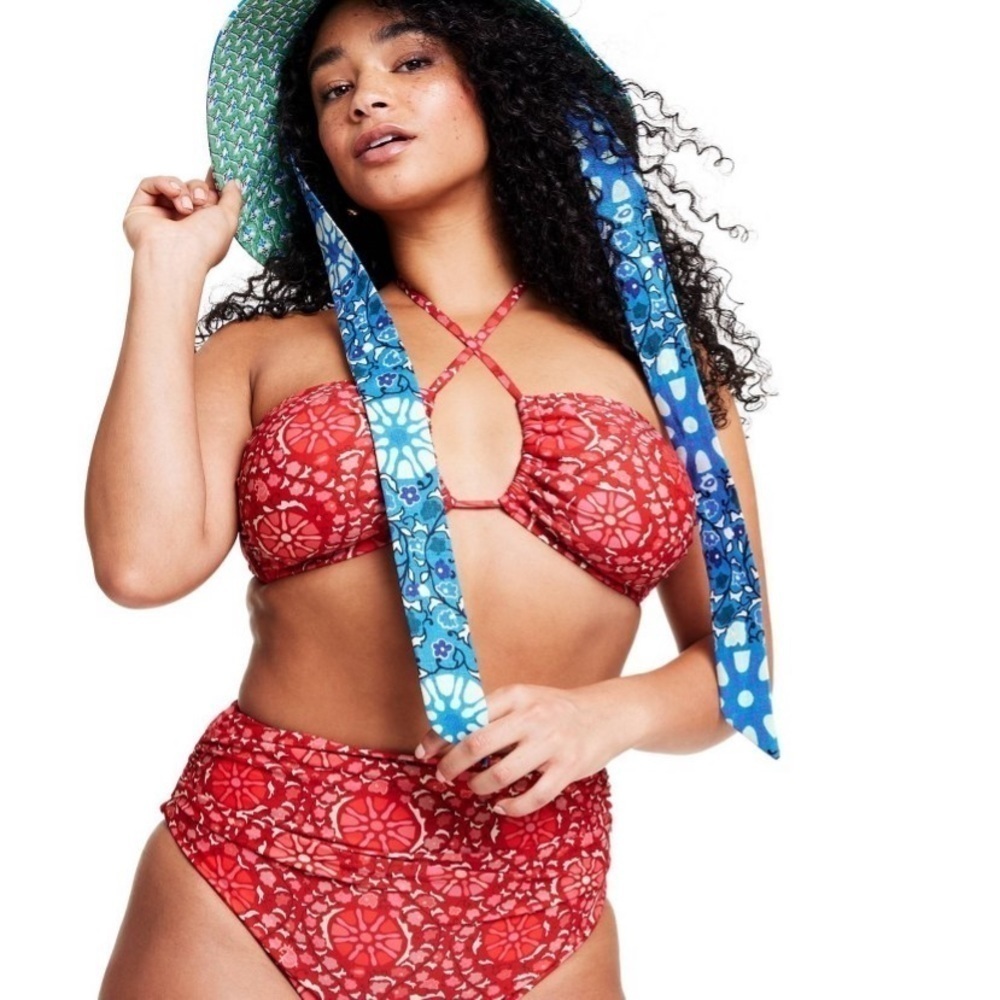 Women's Zinnia Floral Print High Waist Medium Coverage Bikini Bottom - R…